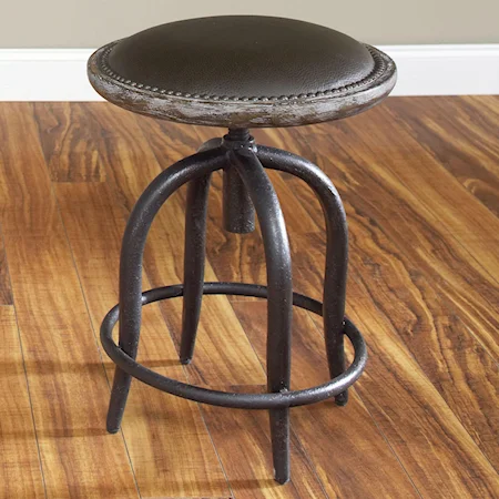 Adjustable Height Steel and Bi-cast Leather Counter Stool